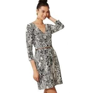 HD In Paris Anthropologie Stylish Textured faux snakeskin  Faux Wrap Dress XS
